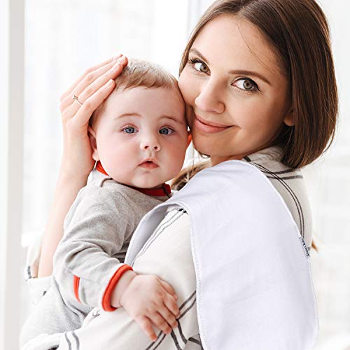 Baby Burp Cloth - 5 Packs Organic Cotton Two Layers Burping Rags, Large Contoured Ultra Soft And Thick Absorbent Towels, Unisex For Boys And Girls, Baby Shower, 19"X9" #TOP1