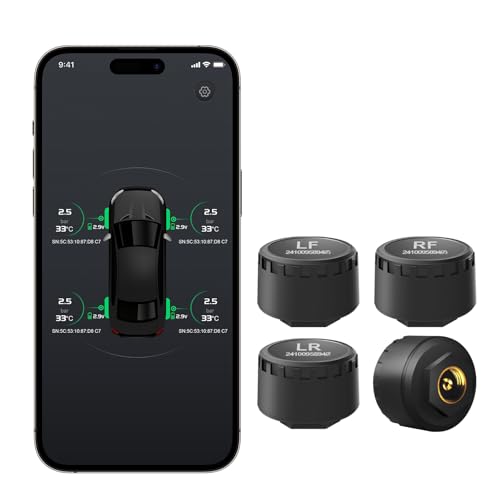 Easesuper RV Tire Pressure Monitoring System, Wireless TPMS with Bluetooth Connectivity, Real-Time Tire Pressure Sensors, Easy Installation, Compatible with iOS and Android