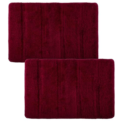 Image of Kuber Industries Door Mat | Door Entrance Mat | Entry Doormat | Floor Door Mat | Office Entrance Door Mat | Door Mat for Bedroom | Fur Doormat | Big Lining Door Mat | Pack of 2 | Maroon