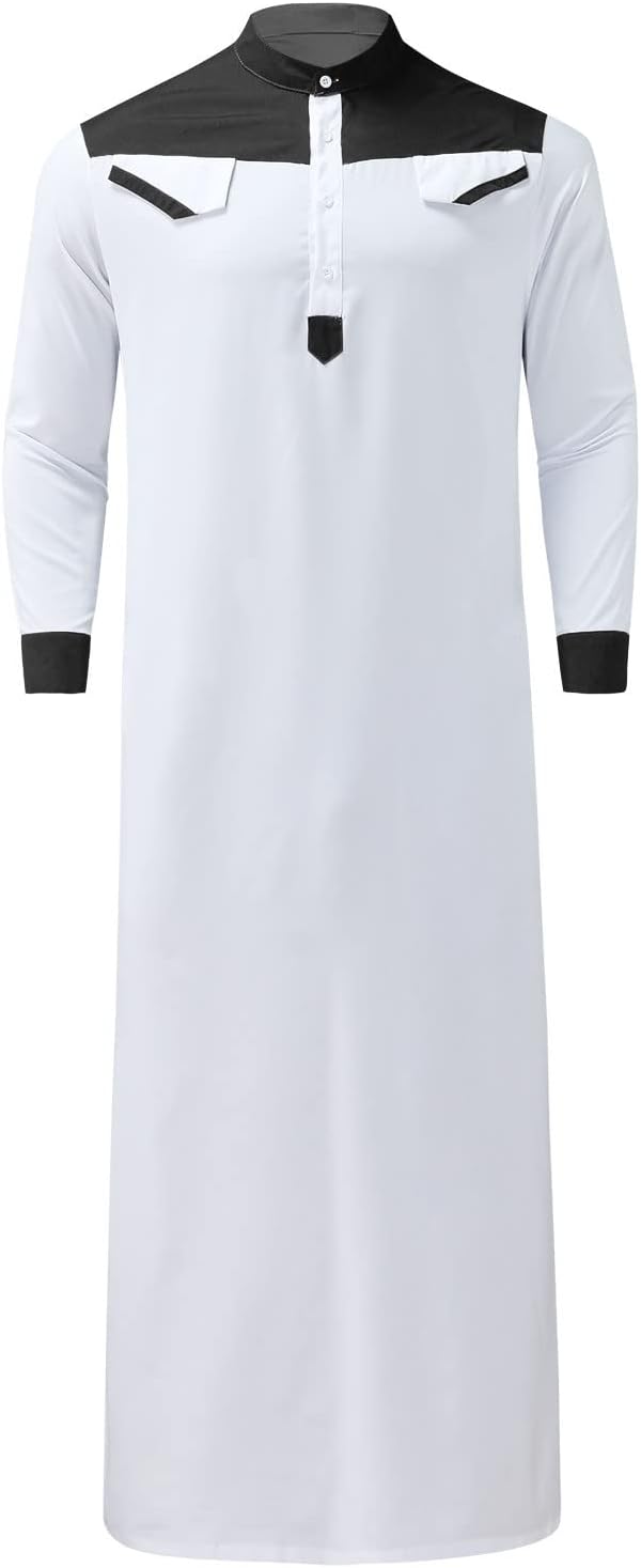 Mens Long Sleeve Kaftan Thobe Mens Thobes Muslim Plain Arabic Kurtas Jubba Thobe for Men Men Shoes for Shalwar Kameez Islamic Prayer Clothes Men African Mens Clothing Big and Tall UK Sales Clearance