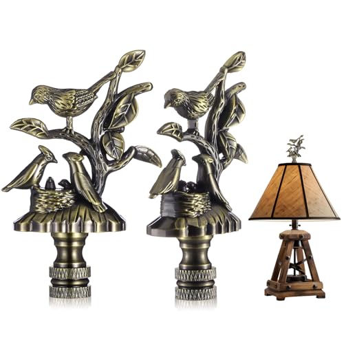 Chunful 2 Pack Birds Lamp Finials Decorative Birds on a Nest Shade Antique Finial Lamp Toppers Screw Cap Knobs 1/4-27 Thread Decorative Knob Finials Accessories for Home Room