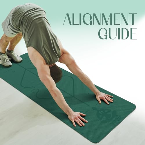 Yogii Yoga Mat - Non-Slip 6mm Thick TPE & Travel-friendly Yoga Mat - Perfect for Home & Gym Exercise Fitness & Pilates - With Laser Alignment Guides for Men & Women - Image 3
