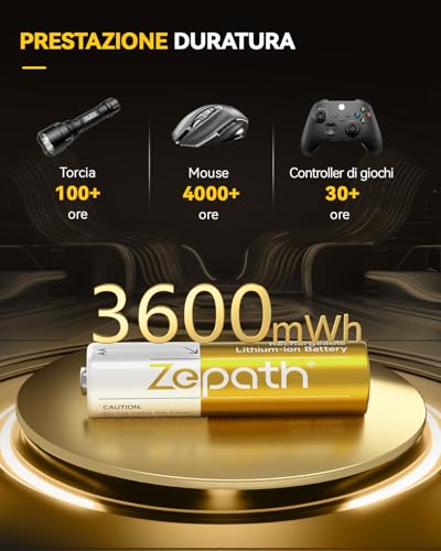 Zepath Wiederaufladbare AA Lithium Akkus 1.5V 3600mWh, 4 pcs mit Ladegerät – Ansicht 5