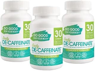 Daily De-Caffeinate, Rutaecarpine, Natural Acting Non-Addictive Deep Sleep Aid for Coffee, Caffeine Lovers, Unwind and Relax, 30 Capsules (Pack of 3)