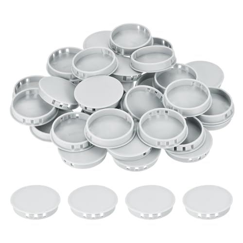 Image of MECCANIXITY 64PCS 55mm(2 3 /16 inch) Light Gray Plastic Hole Plugs, Flush Type Panel Hole Plugs Insert End Caps for Locking Hole Tubes Furniture Cabinet