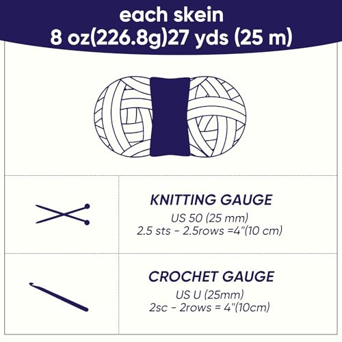 Image of 8 Jumbo Packs Chunky Chenille Yarn for Crocheting, 31.7 yds, 8 oz Each Skein Bulky Thick Fluffy Yarn for Knitting, Super Bulky Chunky Yarn for Hand Knitting Blanket, Soft Plush - Navy Blue