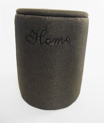 Elegant Round Padded Storage Box Chest Laundry Basket Footstool Cushion Seat[Brown,Medium (32x30x33cm)]