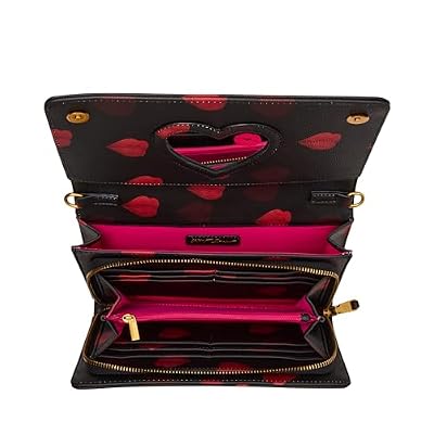 Betsey Johnson Kisses Wallet Crossbody Black Multi