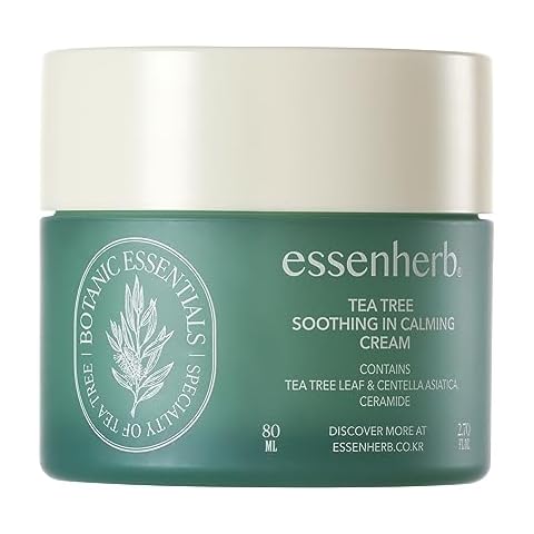 ESSENHERB Tea Tree Soothing In Calming Cream | Tea Tree Moisturizer | Calming Cream for Dry, Sensitive, All Skin Types, Korean Skincare (80ml, 2.70oz) Cover