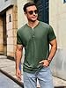 Runcati Men's Short-Sleeved Henley Shirt Summer Regular Fit Tops Men Crew Neck Plain Basic Shirt Casual Tee Tops with Button Placket, Army Green, XXL #2