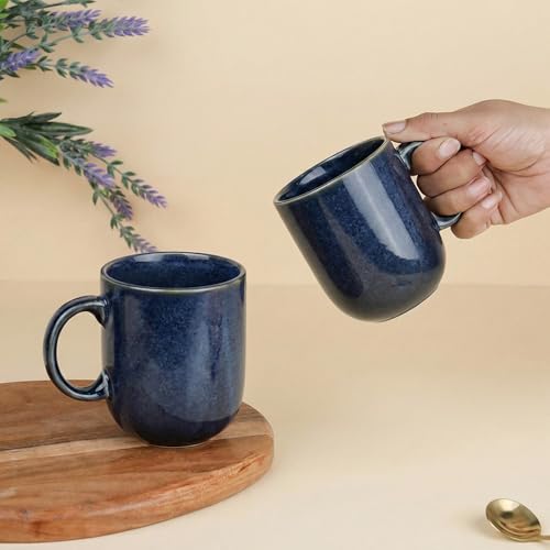 Image of The Earth Store Galaxy Blue Cylus Coffee Mug - 320ML Ceramic Coffee Mugs Set of 2 | Microwave & Dishwasher Safe Mugs for Gift | Home | Office | Restaurant | Daily Use Tea Mug