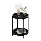 MUBSON Mesa Auxiliar para Sala, Recamara o Jardín con Repisa Movible. Mesa Lateral Minimalista de 45 x 45 cm de Metal....