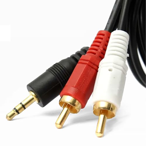 RCA to 3.5mm Aux Cable - 1.5m - Phono to 3.5mm Jack Adapter Lead - Phono Mini Jack Stereo Lead - RCA to Audio Wire for Headphone Wire Adaptor Cables Red and White Aux Audio Splitter
