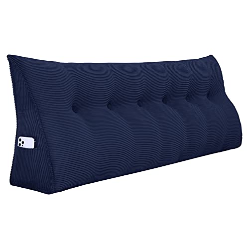 WOWMAX 100% Cotton Headboard Pillow Caking Wedge Pillow Headboard, Blue