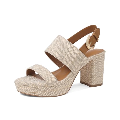 Marc Ford Platform Heels Chunky Heel Sandals with Ankle Strap Fashion Open Toe Block Heels for Summer Dress 2026