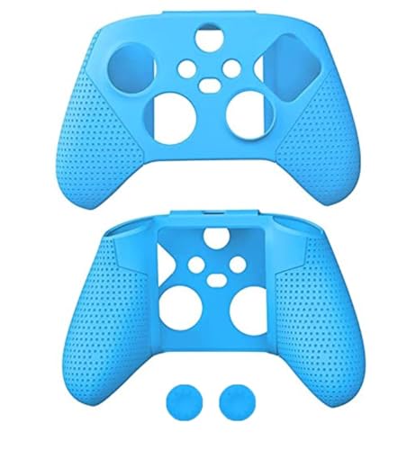 Image of TMG Silicone Cover Case for Xbox Series X /S Controller, Rubber Skin Protector for Xbox Series X /S Controller with Matching Thumb Grips (Blue)