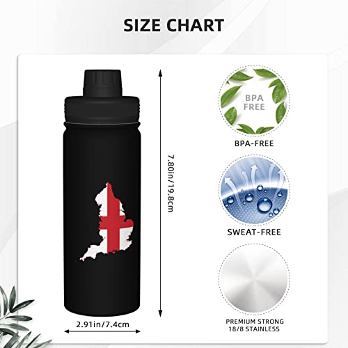Pooedso Flag Map Of England Water Bottle 18Oz Stainless Steel Insulated Water Bottles With Spout Lid Sports Water Bottle For Travel Camping Hiking Biking Water Jug #TOP3