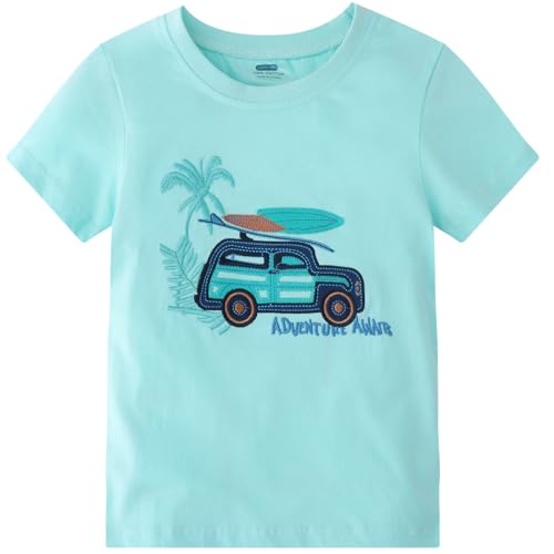 Image of Frogwill Toddler Boys Summer Clothes Hawaiian Jungle Animal Cotton T-Shirt and Poplin Short Outfit Set