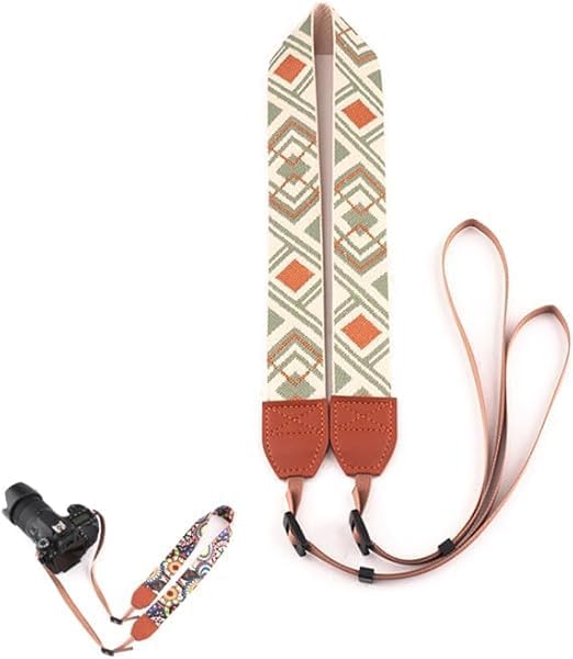 Leather Camera Strap, Vintage DSLR Strap, Handmade Camera Sling with Quick-Release Clips, Leather Neck Shoulder Straps for DSLR/Mirrorless Cameras, Street Travel Photography (Brown)