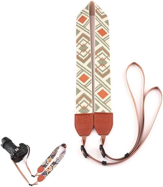 Leather Camera Strap, Vintage DSLR Strap, Handmade Camera Sling with Quick-Release Clips, Leather Neck Shoulder Straps for DSLR/Mirrorless Cameras, Street Travel Photography (Brown)