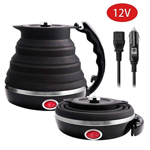 Loutytuo 12V 450ML Silicone Foldable Travel Car Heater Electric Kettle Auto Shut Off