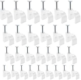 400 Pcs Round Cable Clips, Ethernet Wire Cable Nails Clips Clamps, 4mm 6mm 8mm 10mm Wire Ethernet Telephone Tv USB Cable Tacks Clips - White