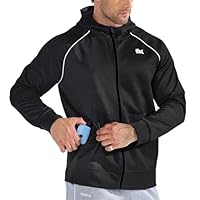 BROKIG ZipPlat Sweat à Capuche Sport Homme Veste Hoodie Poches Zippées Sportswear Survêtement Running Décontracté Hiver(Noir,M)