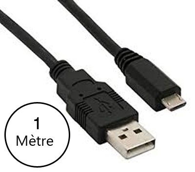 PH26 Wiko Ozzy Câble Data Micro USB Noir 1 mètre pour Charge, synchronisation et Transfert de données.
