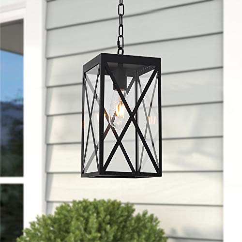 Melucee 产品名称 Indoor Outdoor Pendant Light Black Finish, 1-Light Exterior Hanging Light Fixtures Ceiling Lantern With Clear Glass For Porch Hallway Entryway #TOP2