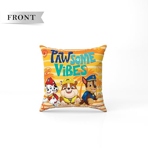 Image of Sassoon Paw Patrol Reversible Cartoon Printed Cushion Cover, Yellow (Pack of 1)