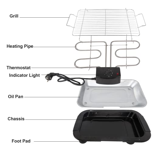 Outdoor/Indoor Electric Grill Smokeless 2000W,Household Smoke Free Electric Grill,Portable Tabletop Grill Kitchen Bbq Grills,Adjustable Temperature Control,Removable Water Filled Drip Tray #TOP4