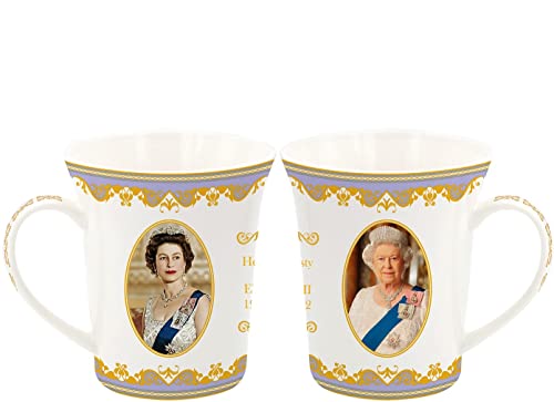 The Leonardo Collection Her Majesty Queen Elizabeth II Set of 2 Mugs, White, LP18204
