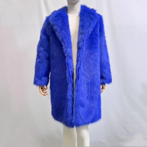 Image of Lisa Colly Mens Faux Fur Coat Jacket Winter Overcoat | Men's Faux Fur Long Jacket, Long Sleeve, Fluffy Warm, Winter Parka Coat