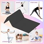 WildVenture Thick 2" Folding Gymnastics Mat – 6x2 ft Four-Panel Exercise Pad, High-Density EPE Foam, Non-Slip PU, Portable with Carry Handles for Home Gym & Tumbling – Black