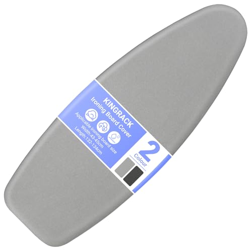 Ironing Board Cover with Extra Thick 7mm Padding, 100% Cotton Covers Easy-Fit for Protecting Ironing Board Size Up to 134 x 45cm - Grey