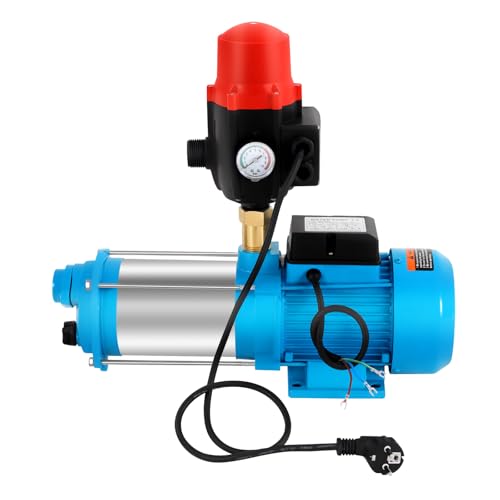 1300W Kreiselpumpe Selbstansaugende Gartenpumpe Saugpumpe zur Bewässerung Edelstahl Selbstansaugende Kreiselpumpe 9,8bar 4000L/H Gartenpumpe mit Wasserwerk Druckschalter