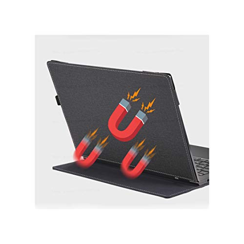 Honeymoon for 15" DELL XPS 15 9575/9550/ 9560/9570 Models Case Cover, PU Leather Folio Stand Protective Laptop Hard Shell Case Compatible for Dell XPS 15.6 Inch,red - Thumbnail 4