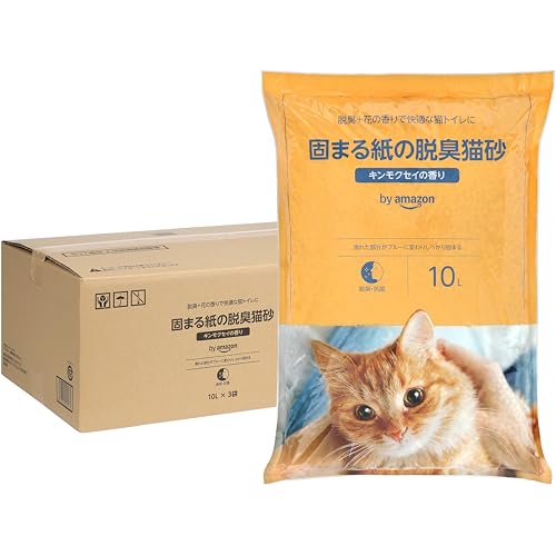 by Amazon 固まる紙の脱臭猫砂 キンモクセイの香り 10L×3袋