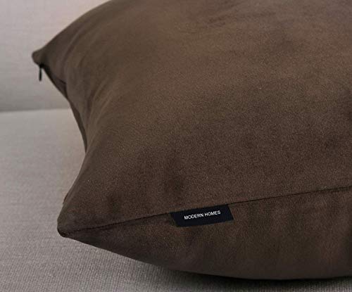 Image of Modern Homes (Pack of 2) Velvet Cushion Covers Plain Sofa Cushion Covers Pillow Covers for Living Room and Bedroom (16x16 inches, Dark Coffee)
