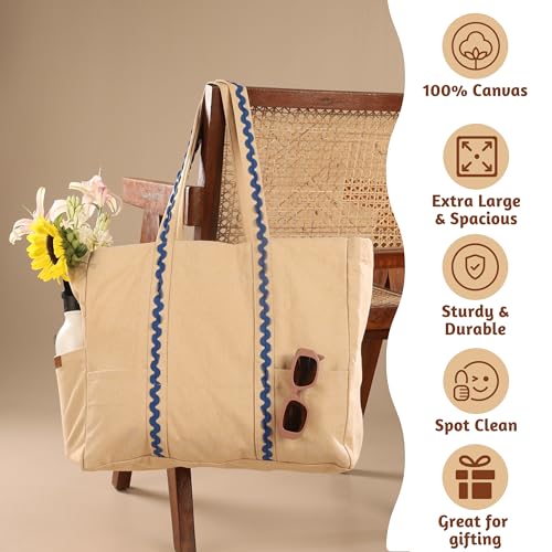 Image of Folkulture Beach Bag | Large Waterproof Beach Tote Bag for Women, Beach Essentials, Travel & Vacation Essentials