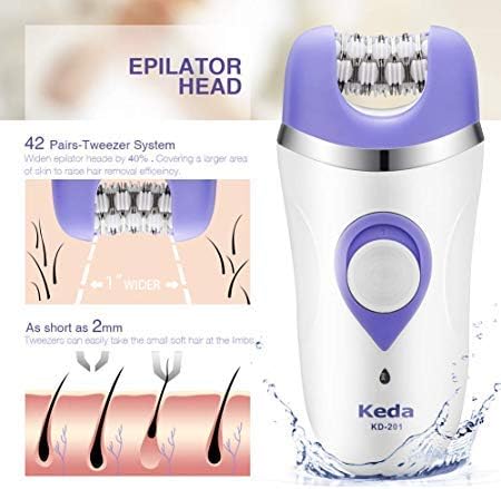 Epilator Electric Shaver for Women Cordless Electronic Razor for Full Body Hair Removal, Skin Friendly Bikini Trimmer, Battery-Operated, Light & Small-Pink (blue)