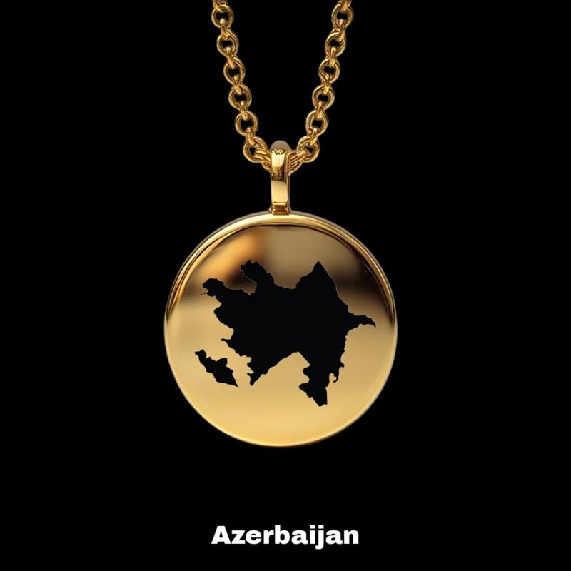 Colgante mapa de Azerbaiyán en plata de ley con esmerado chapado en oro de 14k 2