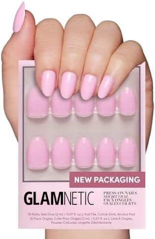 Glamnetic Press On Nails, Short Oval Glossy, Fake Nails 30pc Nail Kit
