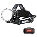 Boruit B10 LED Micro USB Headlamp 3 Modes XM-L2 Battery Powered Helmet Light Waterproof Headlight for Camping, Running, Hiking (SOS Whistle)