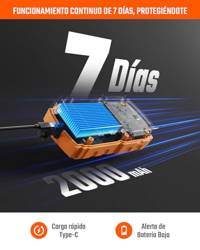 Miniatura 4 de Toptes Guard-756 Monitor De O2 Mejorado Detector De Oxígeno Portátil, Respuesta De 0,5s, Recargable, Con Alarmas De Vibración, Visuales Sonoras, A Prueba De Polvo Y Explosiones, Para Trabajo Y Hogar