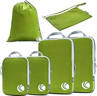 Cipway Compression Packing Cubes Set, Ultralight Expandable Travel Packing Organizers for Carry on Luggage (White 6pcs)