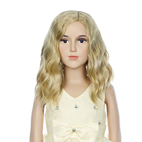 Pattnium Blonde Wig Kids Child Wig Short Wavy Wig Ash Blonde Wig Mixed Blonde Wig For Gilrs Cosplay Party Heat Resistant Blonde Synthetic Hair Wig (Ash Blonde) #TOP1