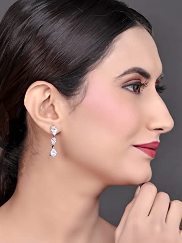 Image of Pissara Exclusive 925 Sterling Silver Valentine Day Gift Cubic Zirconia Earrings For Women And Girls|with Authenticity Certificate, 925 Stamp & 6 Months Warranty (E104596)