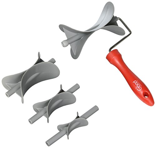 Rolling Pastry Cutter w 4 Interchangeable Blades- Round Roller Fondant Slicer- Cuts all Pastries, Cookies, Biscuits and More