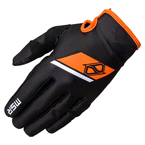 MSR Axxis Range Riding Gloves – Unisex Black/Orange -Small – Lightweight Motocross, MTB, BMX & Powersports Gloves for Men & Women